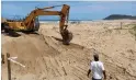  ??  ?? EQUIPMENT moved on site to implement a solution to help reinstate functional­ity of the St Lucia Estuarine.