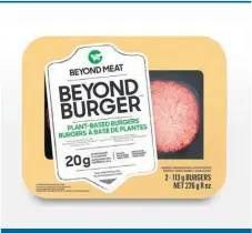  ??  ?? Les galettes à hamburgers 100 % végétales de Beyond Meat seront offertes dans les comptoirs de viande de plus de 3 000 épiceries au Québec.