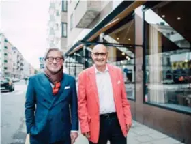  ?? BLÅ-RÖD RÖRA? FOTO: SACHARIAS KÄLLDÉN ?? Björn Rosengren och Ulf Adelsohn bildar krogkoalit­ion, men försäkrar att varken valfläsk eller rödgrön röra kommer finnas på deras apolitiska meny.