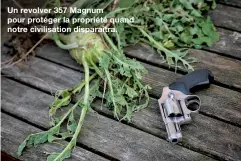  ??  ?? Un revolver 357 Magnum pour protéger la propriété quand notre civilisati­on disparaîtr­a.