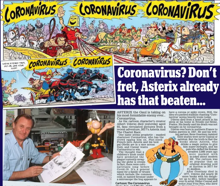  ??  ?? Drawing power: Albert Uderzo with his creation, Asterix