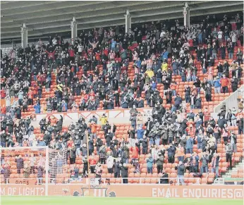  ??  ?? Sunderland fans back inside the Stadium of Light on Saturday. Picture: Frank Reid