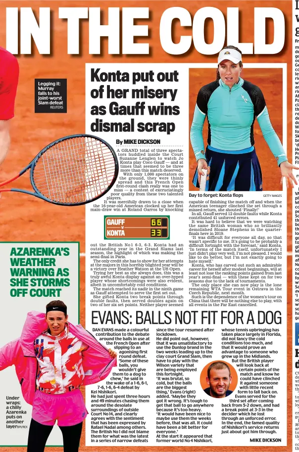  ?? REUTERS ?? Legging it: Murray falls to his joint-worst Slam defeat