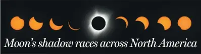  ?? STAN HONDA / AFP ?? A composite image of the eclipse seen from the Lowell Observator­y Solar Eclipse Experience in Madras, Oregon.