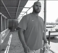  ?? KENT NISHIMURA/LOS ANGELES TIMES ?? The Los Angeles Angels' Albert Pujols during spring training at Tempe Diablo Stadium in Tempe, Ariz., on Feb. 17, 2020.