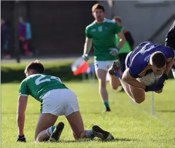  ??  ?? Wicklow’s Darragh Fitzgerald is sent flying by Limerick’s Brian Donovan.