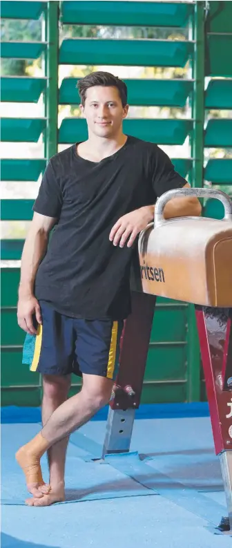  ?? Picture: AAP/RIC FREARSON ?? Gold Coast Gymnastics Club’s pommel horse specialist Michael Tone.