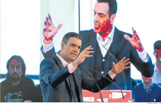  ?? TOMÁS ALONSO / EP ?? El presidente del Gobierno, Pedro Sánchez, interviene ayer en un acto de la precampaña socialista ayer en Burgos.