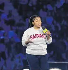  ?? CHRIS YOUNG/ THE CANADIAN PRESS. ?? Toni Morgan offers inspiratio­n to thousands of youth during her appearance at Toronto We Day, on Oct 1.