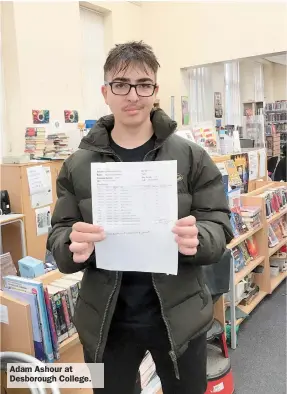  ?? ?? Adam Ashour at Desborough College.
Newlands student Inika Nicholls holds her results aloft. Ref:134785-3