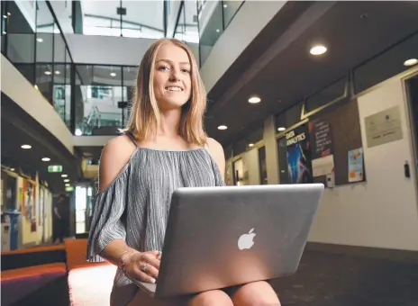  ?? Picture: JAY TOWN ?? BIG ADVANTAGE: Student Olivia Sherwood will have four industry certificat­ions when she graduates from the Bachelor of Cyber Security course.