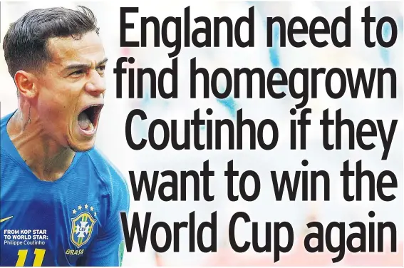  ??  ?? FROM KOP STAR TO WORLD STAR: Philippe Coutinho