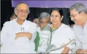  ?? PTI PHOTO ?? West Bengal chief minister Mamata Banerjee with senior TMC leaders at the party's extended core committee meeting in Kolkata on Wednesday.