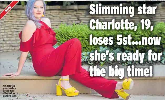  ?? Picture: DOMINIC LIPINSKI ?? Charlotte yesterday after her slimming award win