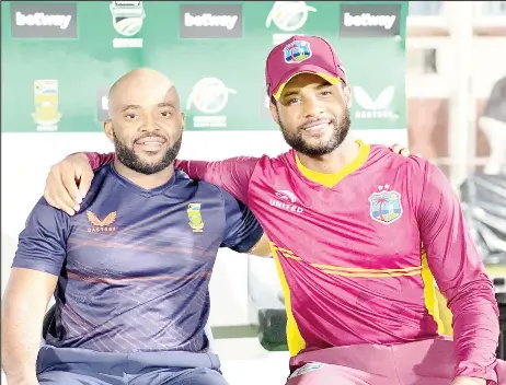  ?? ?? West Indies captain Shai Hope and South Africa’s Temba Bavuma each scored a century in Saturday’s second One Day Internatio­nal which the West Indies won.