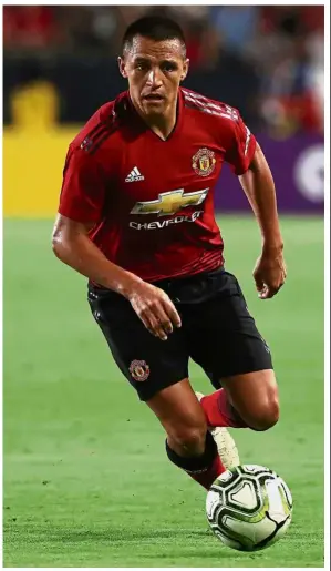  ?? — AFP ?? Sole striker: Alexis Sanchez is the only attacking player in Manchester United, according to Jose Mourinho.