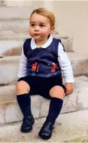  ??  ?? Prince George wearing his military knitted tank top (see Knitskrieg).