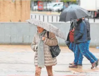  ?? // VALERIO MERINO ?? Una mujer bajo su paraguas en el Paseo de la Victoria ayer