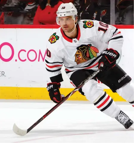  ??  ?? With three goals in five games in January, Blackhawks veteran Patrick Sharp might be starting to regain his edge. | GETTY IMAGES