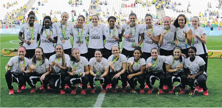  ?? — AP FILES ?? The Canadian women’s soccer team proved its critics wrong in 2016 with an undefeated run through pool play at the Rio Olympics, followed by a bronze medal.