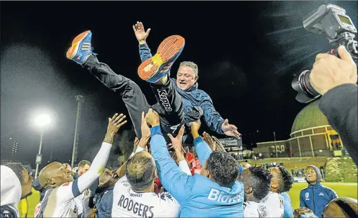  ?? Picture: GALLO IMAGES ?? THE HUNT’S OVER: Wits were crowned 2016-17 PSL champions with a match to spare after beating Polokwane City 2-0 at Bidvest Stadium in Johannesbu­rg on Wednesday night. Second-placed Mamelodi Sundowns saw their hopes going up in smoke after playing out...