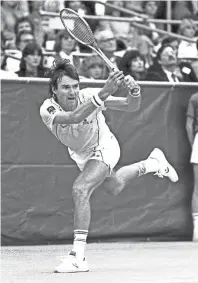  ?? THE COMMERCIAL APPEAL ?? Jimmy Connors hits a backhand in his quarterfinal match with Fritz Buehning at the U.S. National Indoor Tournament at the Racquet Club of Memphis on Feb. 10, 1984.