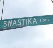  ?? JENNIFER HORTON / THE CANADIAN PRESS ?? Puslinch Township in southern Ontario will retain the street name Swastika Trail after the local council voted against changing it during a meeting Wednesday.