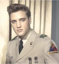  ??  ?? Presley is seen in his army uniform in this handout photo from 1958. — Courtesy of The Elvis Presley Estate/Reuters file photo