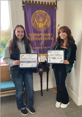  ?? SUBMITTED ?? Pictured are Soroptimis­t Internatio­nal of Eel River’s “Girls of the Month” Kaydence Ferguson and Leslie Castillo. Not pictured is “Girl of the Month” Gloria Soria Herrera.