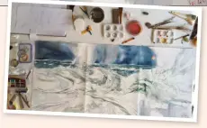  ??  ?? Here I am showing my palette layout for the final moments in the painting of Sea Spray. All this is just to paint the sun!