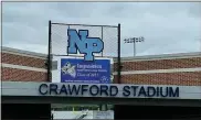  ?? COURTESY OF NORTH PENN SCHOOL DISTRICT ?? A sign congratula­tes the graduating class of 2021at the entrance to North Penn High School’s newly renovated Crawford Stadium on June 12.