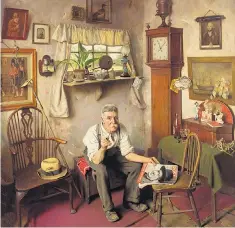  ??  ?? Contemplat­ing a Picture Post cover in He’s Worth Framing (1943) by Charles Spencelayh