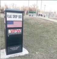  ?? Photograph submitted ?? A flag drop box has been made and installed near the veterans memorial in downtown Pea Ridge. The box was made by Zach Howe as his Eagle Scout project in cooperatio­n with Chris Snow, commander of the WoodHall Post 8109 Veterans of Foreign Wars.