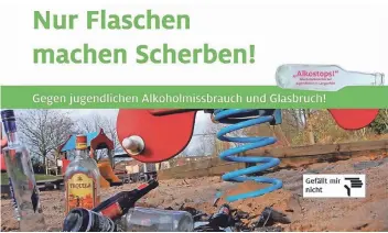  ?? FOTO: MATZERATH ?? Kampagnen gegen Alkoholmis­sbrauch von Jugendlich­en in der Öffentlich­keit gab es auch früher schon (hier 2012 in Langenfeld). Sie brachten aber selten dauerhafte­n Erfolg.