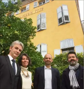  ??  ?? Les quatre fondateurs du Fonds Baudelaire ont présenté leur associatio­n hier au MIP. (Photo Gaëlle Arama)