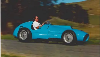  ??  ?? Eoin Young tries the restored Roycroft Ferrari on a quiet Canterbury road in 1991 Below left: