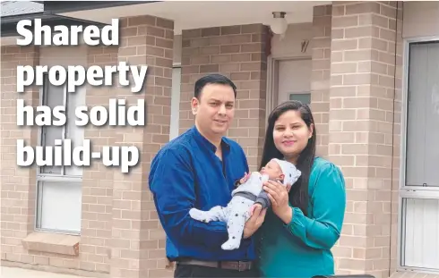  ??  ?? EQUITY OPTION: Saurabh Vashisht with wife Priyanka Sharma and newborn son Ivyaan at their new home.