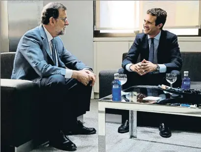  ?? TAREK / EFE ?? Casado en el encuentro de ayer con Rajoy, con quien entró por primera vez como presidente en su despacho