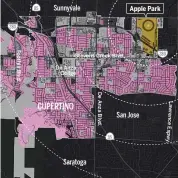  ??  ?? Existing single-family homes needed to house all Apple Park employees in Cupertino