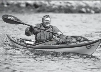  ?? RYAN TAPLIN/SALTWIRE NETWORK ?? Steve Chard from Dorset, England, is celebratin­g his retirement by paddling 10,000 kilometres around Canada and the U.S. for charity. He’s planning on leaving Halifax on June 1 and expects the trip to take about 15 months to complete.