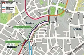  ??  ?? Map showing proposed new cycleway and cycle lanes.