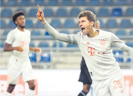  ??  ?? hat nun mittlerwei­le 150 Bundesliga­tore vorbereite­t: Thomas Müller vom FC Bayern München