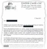  ??  ?? The letter sent to couples by management at Guthrie Castle.