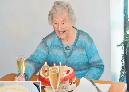  ?? ?? Monica Olsson with her 100th birthday cake.