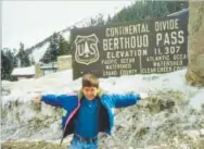  ??  ?? At age 6, Adam Ottavino celebrates his arrival at the Continenta­l Divide. His dad had a role in the film “On Top of the World,” shot on location in Colorado in 1991.