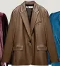  ?? ?? Zara faux leather blazer with pockets in brown, £29.99 (was £69.99)