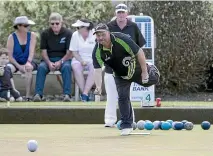  ??  ?? Mark Noble gives it everything during the mixed 2x4x2 bowls final at Northern on Monday.