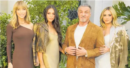 ?? Photo / AP ?? Sylvester Stallone with Jennifer Flavin, left, and daughters Sistine Stallone, second left, and Sophia Stallone, right.