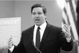  ?? STEVE CANNON/AP ?? Gov. Ron DeSantis on Monday night extended to July 1 a moratorium on evictions and foreclosur­es sought by thousands of Floridians devastated financiall­y by the pandemic.