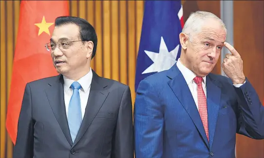 ?? Picture / AAP ?? Li Keqiang’s meetings with Australian Prime Minister Malcolm Turnbull have signalled China’s readiness to address outstandin­g trade issues.